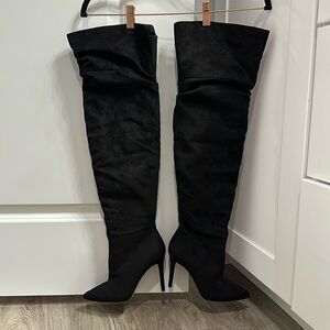 Jessica Simpson Thigh High Black Felt Boots